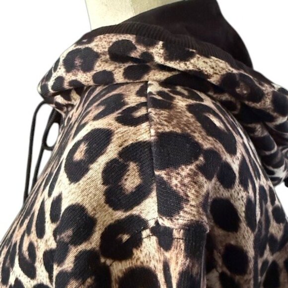 MICHAEL KORS NWT Women's Leopard Print Long Sleeve Cotton Terry Hoodie Dress Sml - Picture 8 of 16